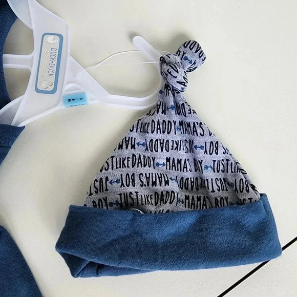 NWT JUST LIKE DADDY Duck Goose Baby Boys 3-Pack Bodysuit Pants Hat Blue 3-6 Mos - Picture 6 of 10